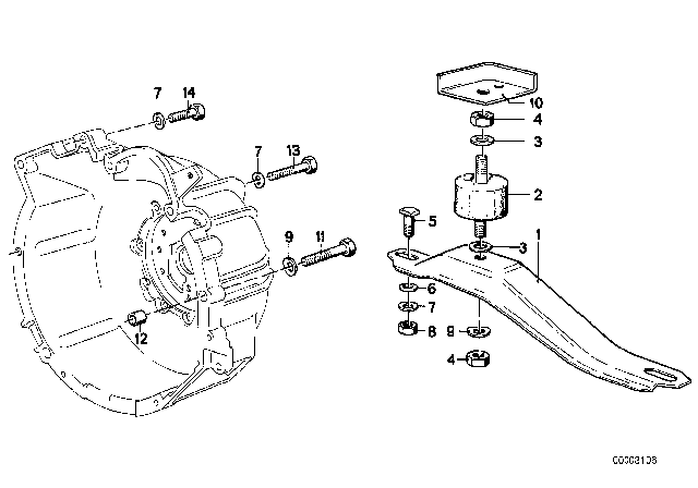 1981 BMW 528i Rubber Mounting Diagram for 23711245552