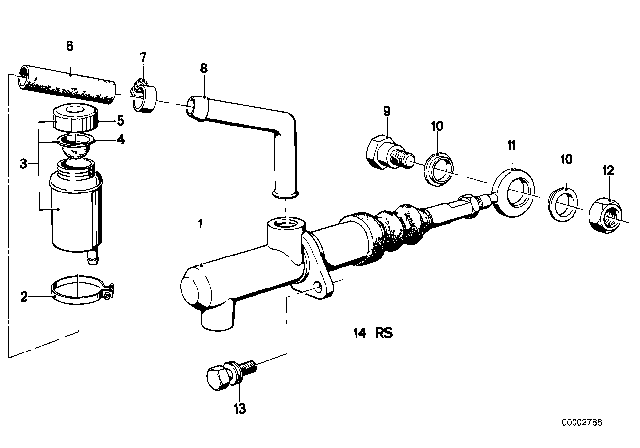 1982 BMW 733i Repair Kit Input Cylinder Clutch Diagram for 21521155030