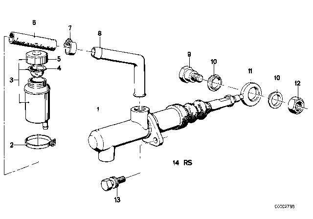 1982 BMW 733i Hose Diagram for 34321112459