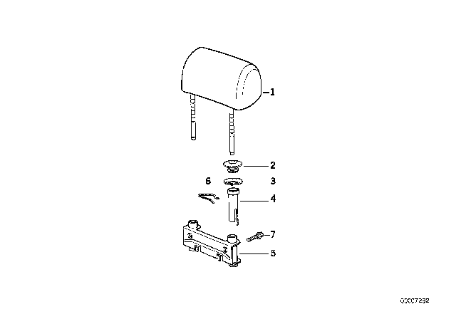 1994 BMW 325i Rear Seat Head Restraint Diagram