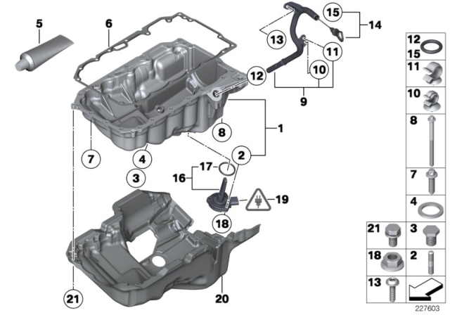 2015 BMW X3 Oil Pan / Oil Level Indicator Diagram