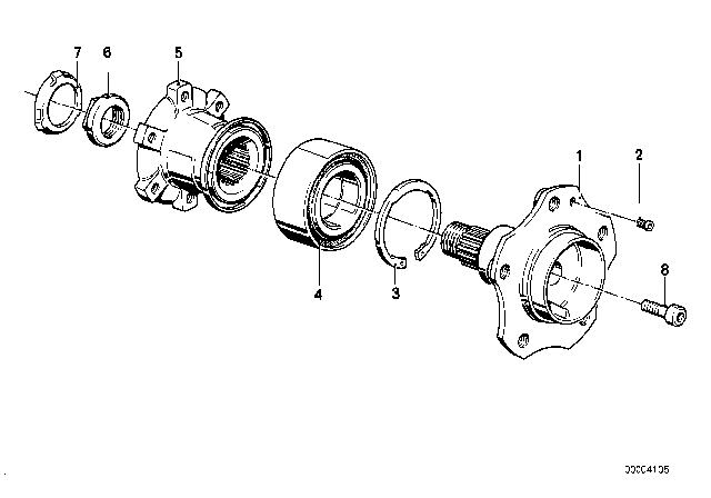 1978 BMW 633CSi Rear Wheel Hub Diagram for 33411134883