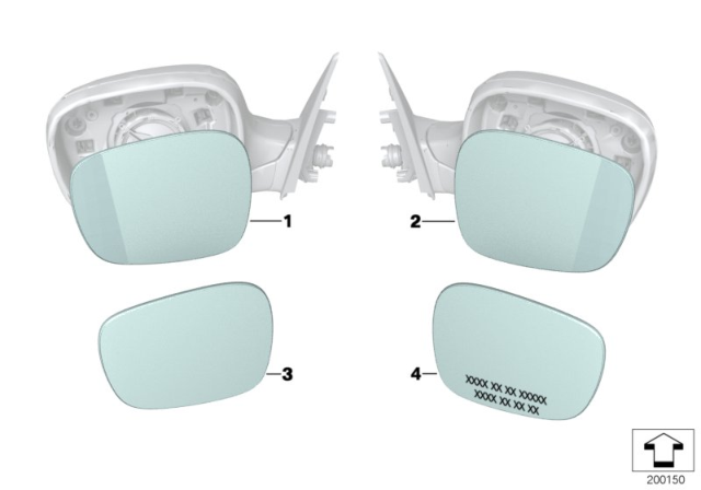 2014 BMW X1 Mirror Glass Diagram 1