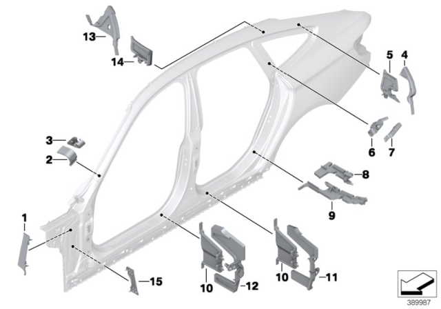 2018 BMW 430i xDrive Gran Coupe Cavity Shielding, Side Frame Diagram