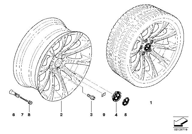 2009 BMW M5 BMW Alloy Wheel, M Radial Spoke Diagram
