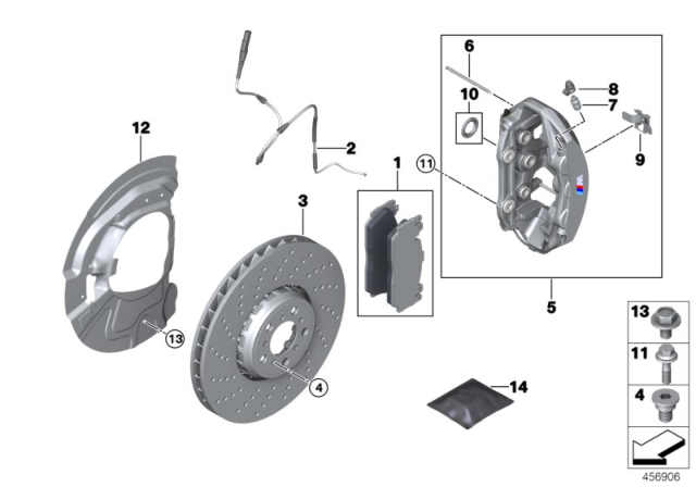2015 BMW X6 M Front Wheel Brake Diagram