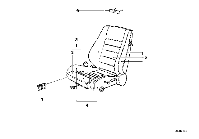 1988 BMW 635CSi BMW Sport Seat Spring Frame / Pad Diagram