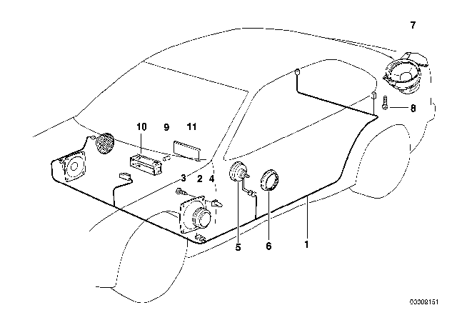 1996 BMW 318ti Single Components Stereo System Diagram