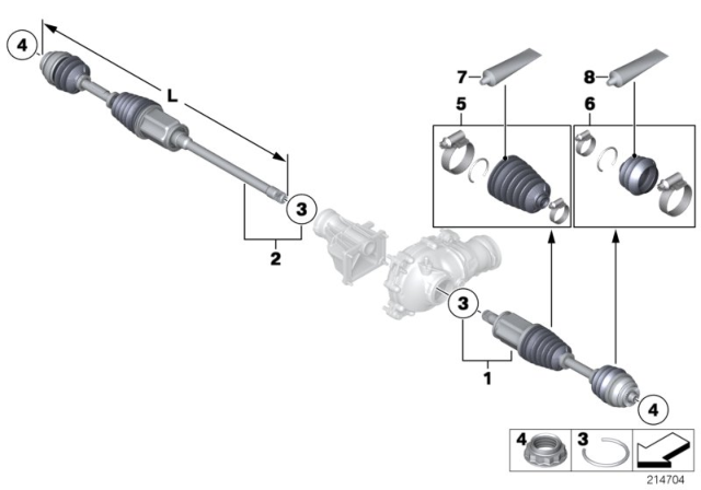 2012 BMW X5 Final Drive (Front Axle), Output Shaft, 4Wheel Diagram