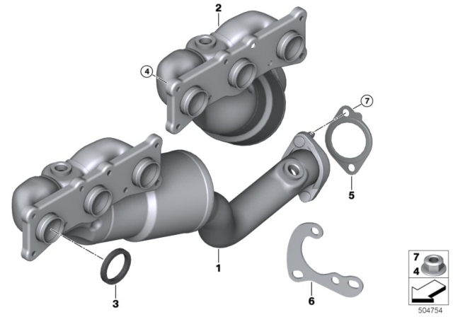 2008 BMW Z4 Exchange. Exhaust Manifold With Catalyst Diagram for 18407545310