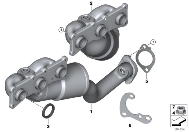 2008 BMW Z4 Exhaust Manifold With Catalyst Diagram