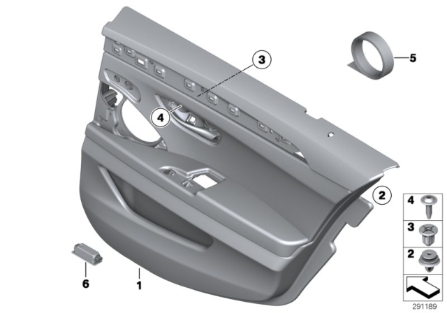 2010 BMW 528i Door Trim, Rear Diagram 1