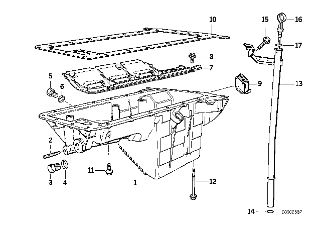 1994 BMW 318is Oil Pan / Oil Level Indicator Diagram