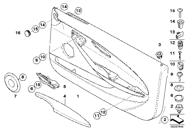 2004 BMW 645Ci Door Lining Leather Left Diagram for 51417115513