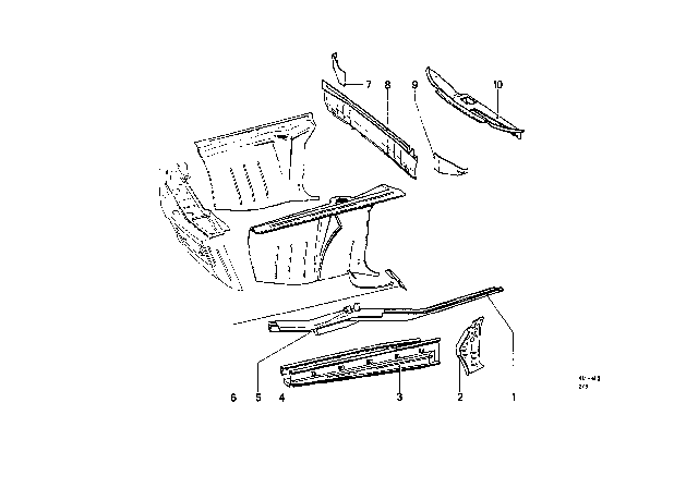 1969 BMW 2000 Front Body Parts Diagram 2