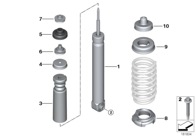 2009 BMW M3 Rear Shock Absorber Diagram for 33522284316