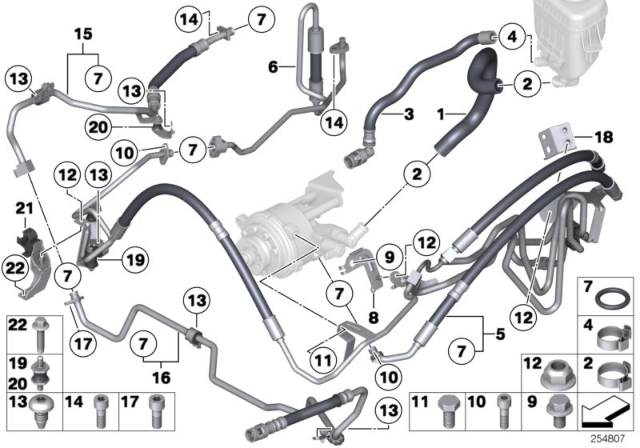 2012 BMW 535i Power Steering / Oil Pipe Diagram