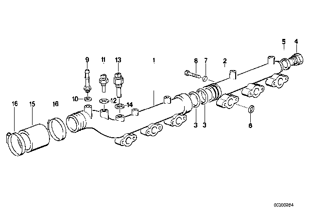 1991 BMW M5 Cooling System - Water Hoses Diagram 1