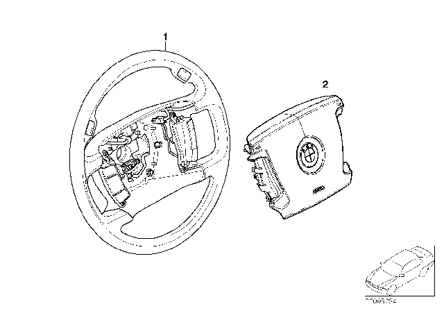 2003 BMW 745Li Steering Wheel Airbag - Smart Multifunction Diagram