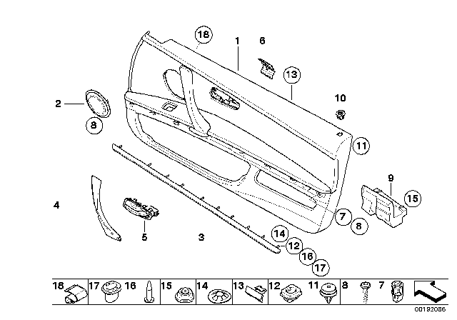 2007 BMW 328i Door Trim Panel Right Diagram for 51419152618