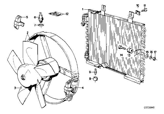 1986 BMW 325e Condenser / Fan Diagram