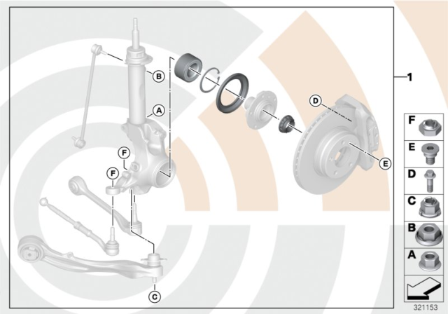 2008 BMW 328xi Repair Kit, Wheel Bearing, Front Diagram