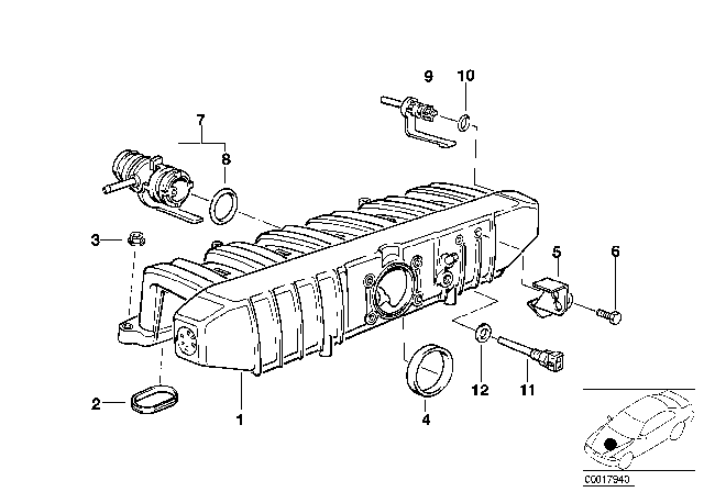 1991 BMW 525i Intake Manifold System Diagram 1