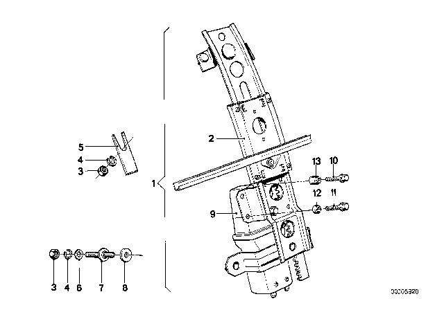 1980 BMW 633CSi Door Window Lifting Mechanism Diagram 2