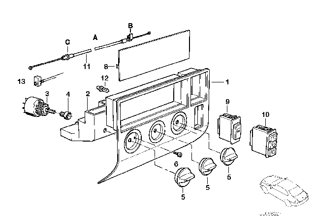 1998 BMW 318ti Bowden Cable Temperature Control Diagram for 64228367779