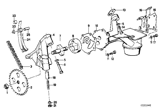 1988 BMW 535i Lubrication System / Oil Pump With Drive Diagram 2