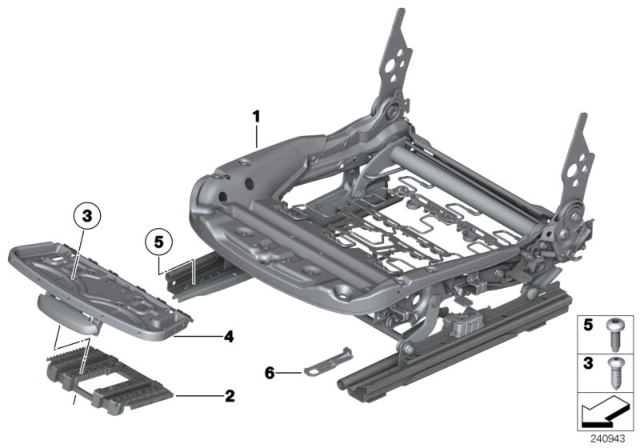 2015 BMW X1 Seat, Front, Seat Frame Diagram 1