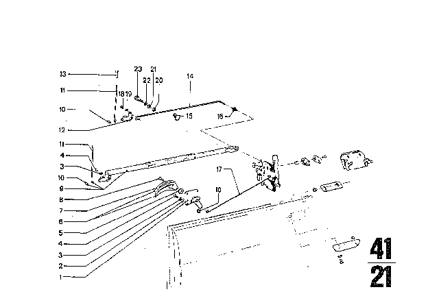 1976 BMW 3.0Si Locking System, Door Diagram