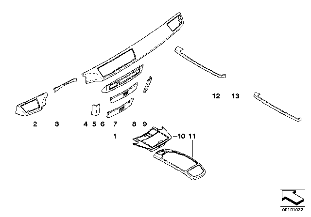 2005 BMW 745Li Wood Panel, Drawer Diagram for 51457002438