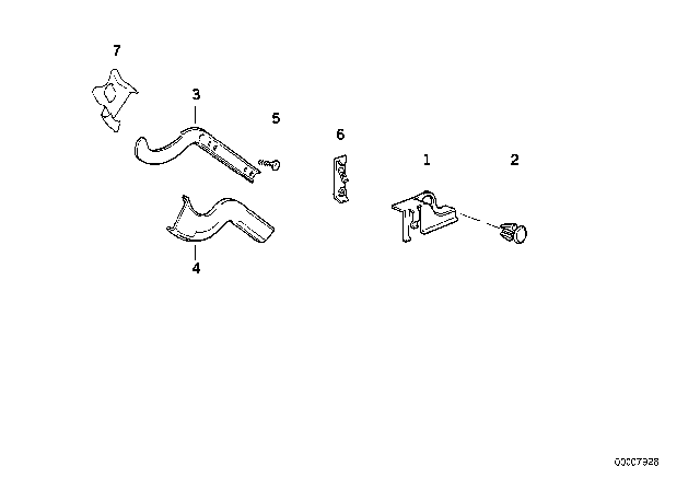 1994 BMW 530i Left Cable Guide Diagram for 61138359521