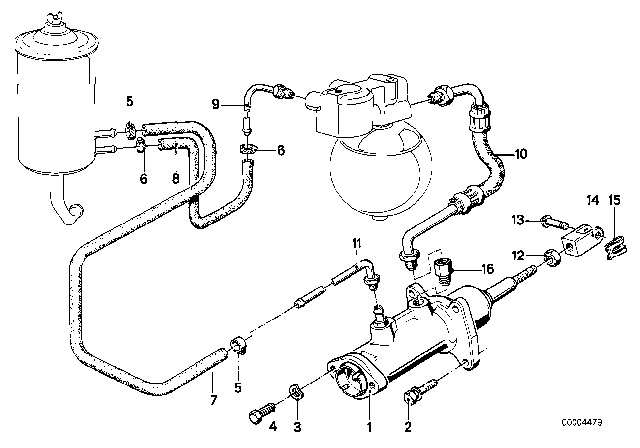 1982 BMW 733i Hydraulic Brake Servo Unit Diagram