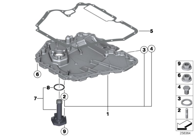 2016 BMW M6 Oil Pan Part, Oil Level Indicator Diagram 1