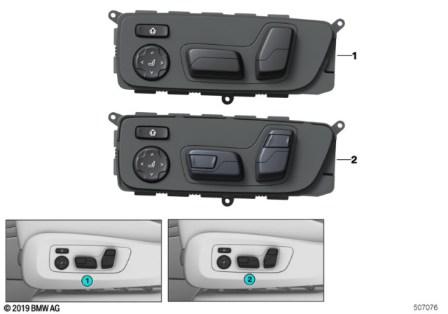 2020 BMW M8 Switch, Seat Adjustment Diagram 1