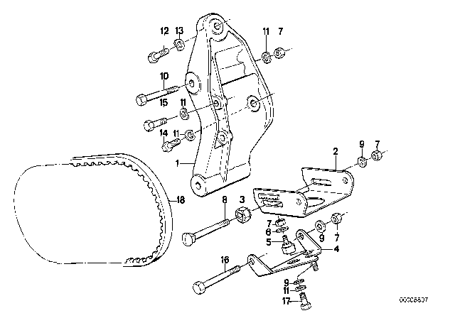 1987 BMW 535i Air Conditioning Compressor - Supporting Bracket Diagram