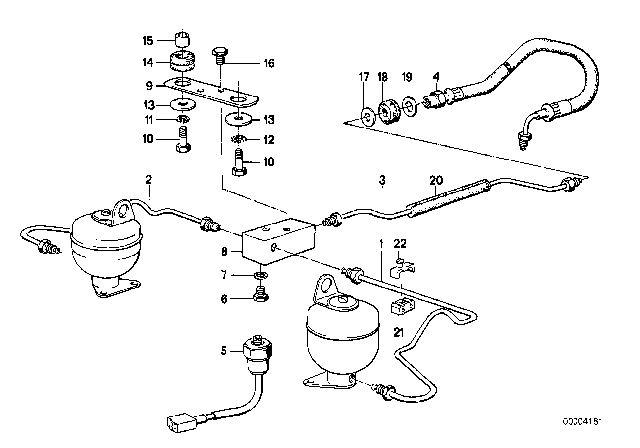 1992 BMW 735i Levelling Device / Tubing / Attaching Parts Diagram 1
