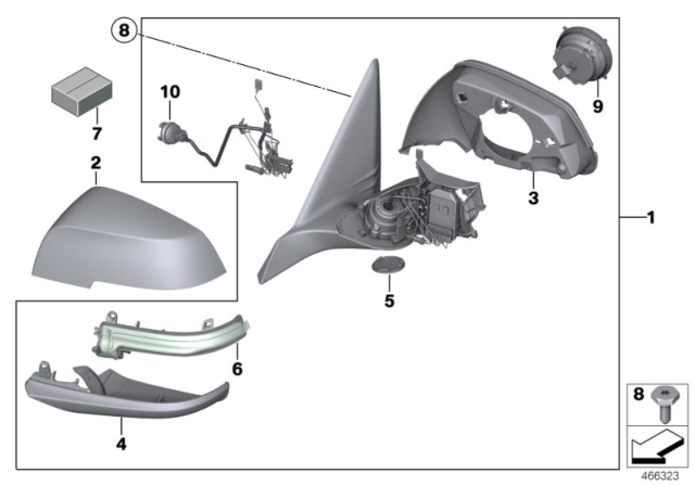 2019 BMW X2 Exterior Mirror Diagram