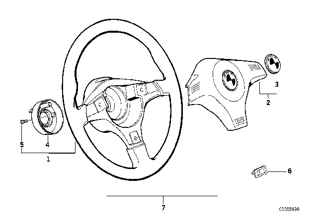 1991 BMW 850i Sports Steering Wheel Diagram 2