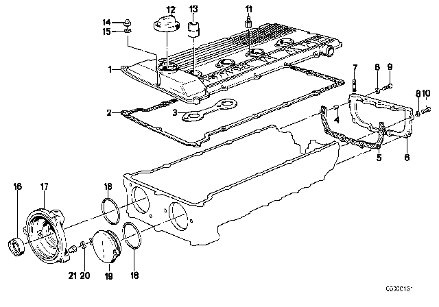 1990 BMW M3 Cylinder Head Cover Diagram