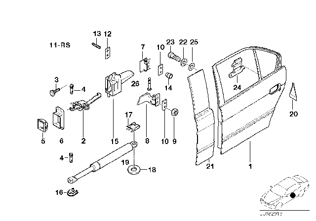 2003 BMW M5 Rear Door - Hinge / Door Brake Diagram