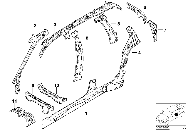 2001 BMW 325xi Right Side Member Diagram for 41127039694