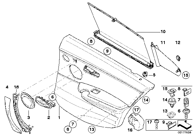 2011 BMW 328i Door Panel, Rear Window Blind Diagram