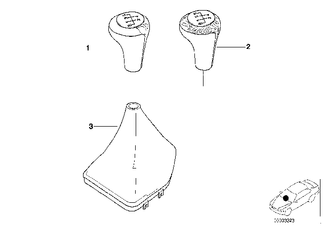 2003 BMW 525i Gear Shift Knobs / Shift Lever Coverings Diagram