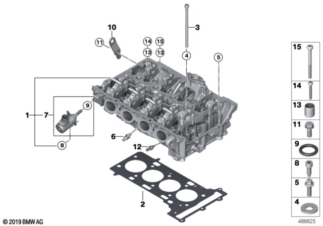 2020 BMW 330i Cylinder Head & Attached Parts Diagram