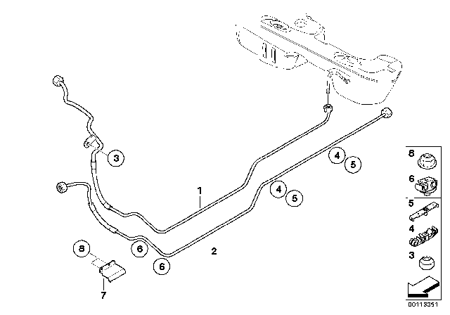 2006 BMW 325Ci Fuel Feed Line Diagram for 16127513780