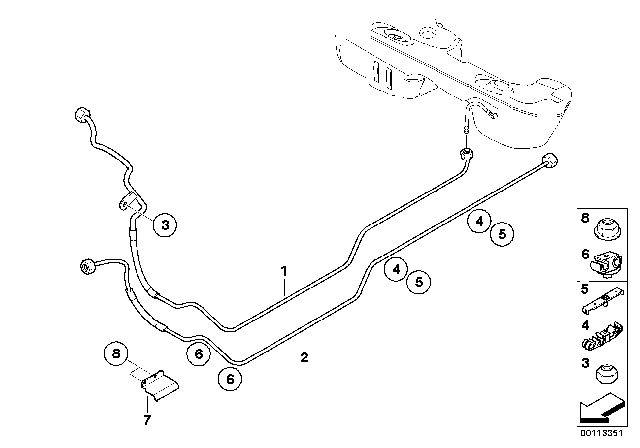 2006 BMW 325Ci Scavenging Line Front Diagram for 16127514320