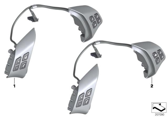 2012 BMW 328i Switch, Multifunction Steering Wheel Diagram